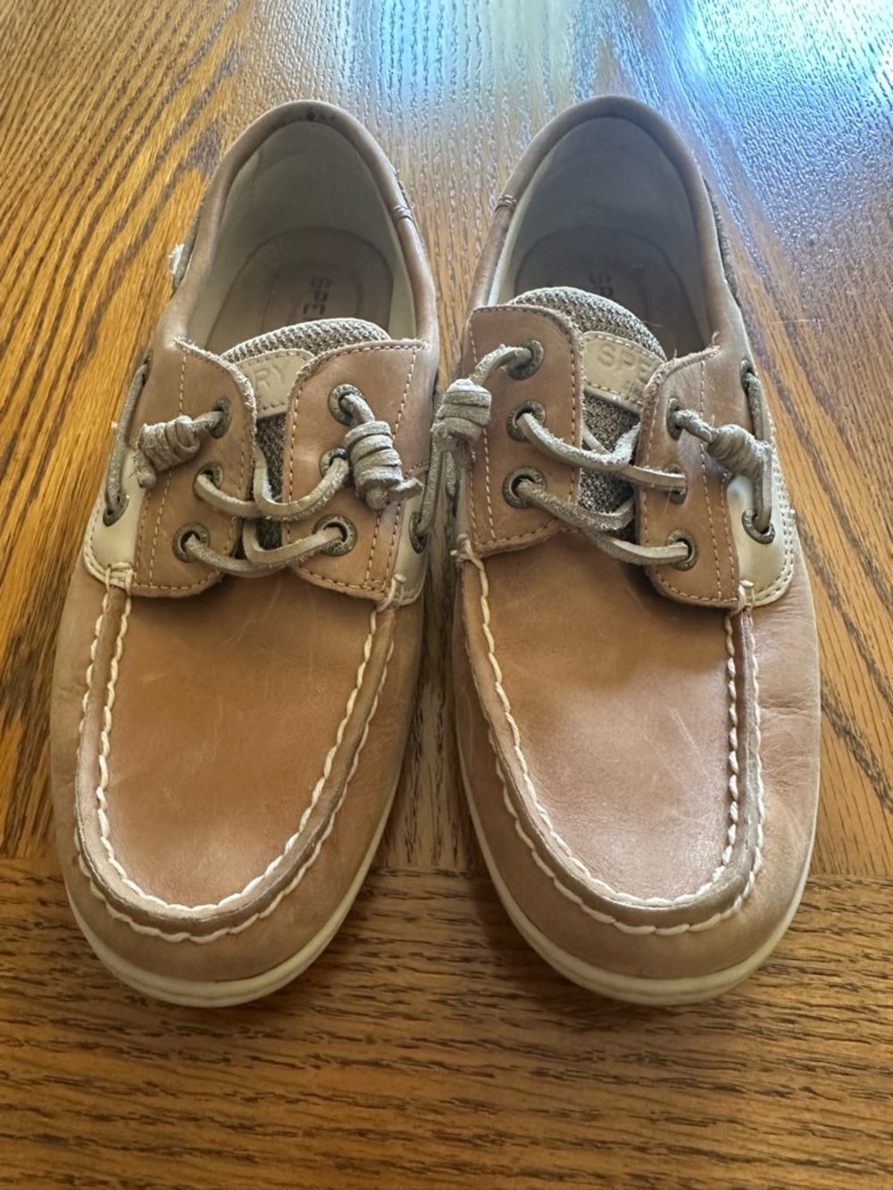 Sperry Tan and Beige Canvas & Leather Boat Shoes Women’s Size 7.5 - Picture 5 of 8